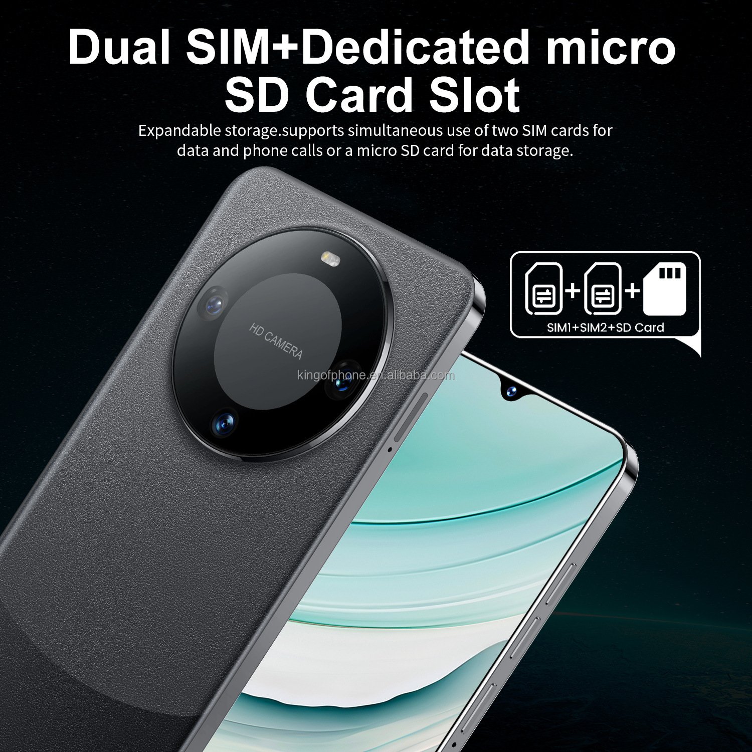 2023 hottest low price phone 3g 4g smartphone made in china 7.3 inch screen smartphone mate60 pro16+512GB big memory cellphones